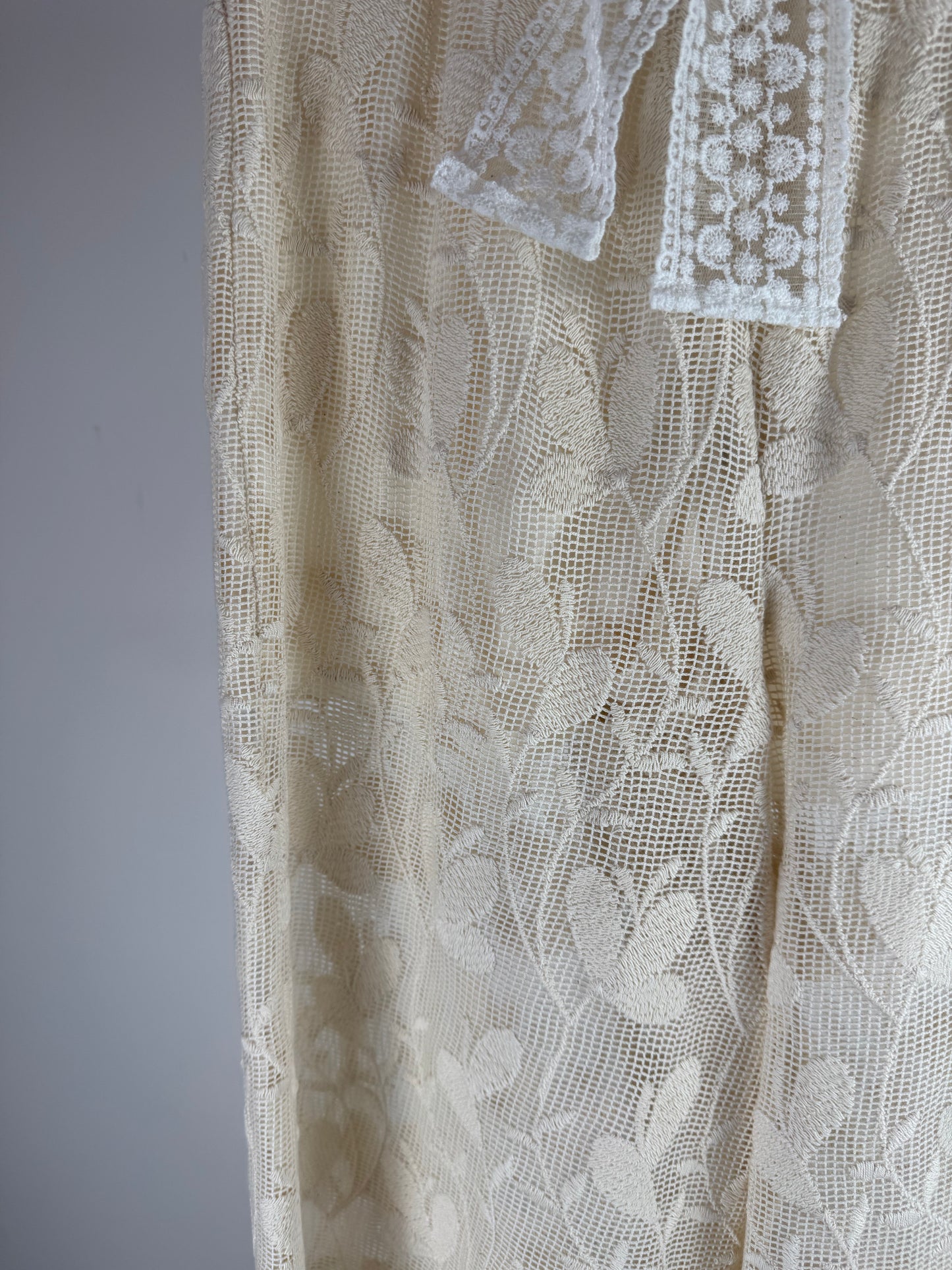 PANTALONE LUNGO IN PIZZO MACRAME ECRU