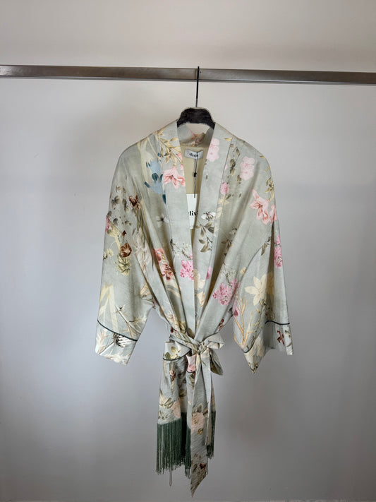 KIMONO FLOREALE CON FRANGE