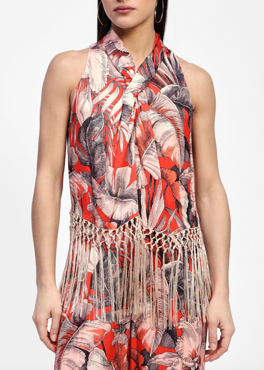 TOP FLOREALE CON FRANGE