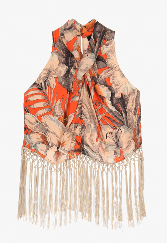 TOP FLOREALE CON FRANGE